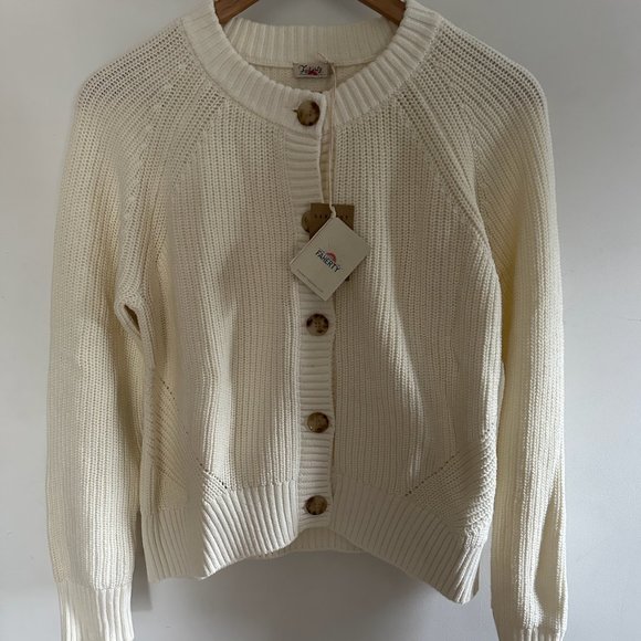 FAHERTY Sunwashed Fisherman Cardigan - Egret - Picture 5 of 7